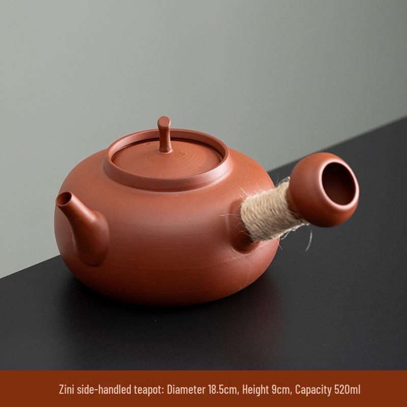 

2024 Silent Red Clay Teapot: Electric Ceramic Stove-Compatible with Whistle Lid and Side Handle for Tea Brewing and Water Boiling.
