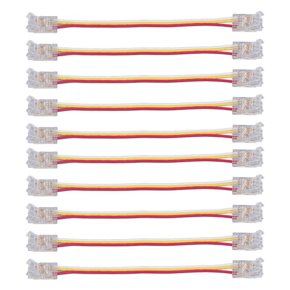 10pcs 3Pin LED Light Strip Connectors 8mm/10mm LED Tape Light Connector  For Party