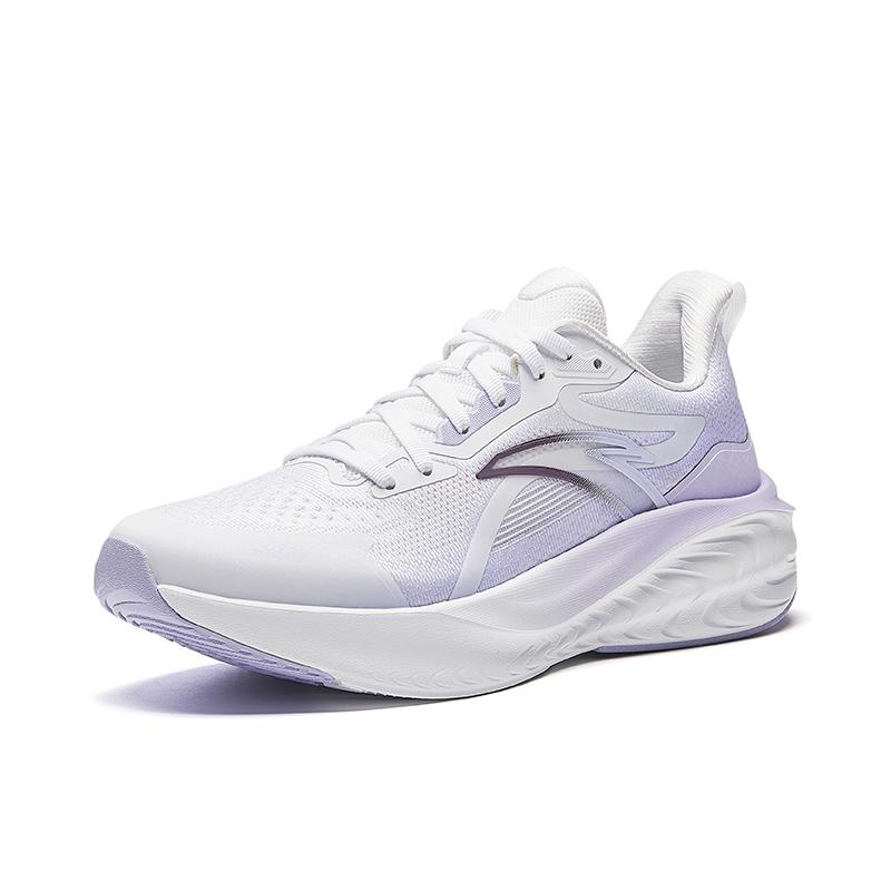 Anta Cloud Feel Simple Versatile Shock Absorption Rebound Lightweight Low Top Casual Running Shoes Women Sneaker White Purple 922525537-2