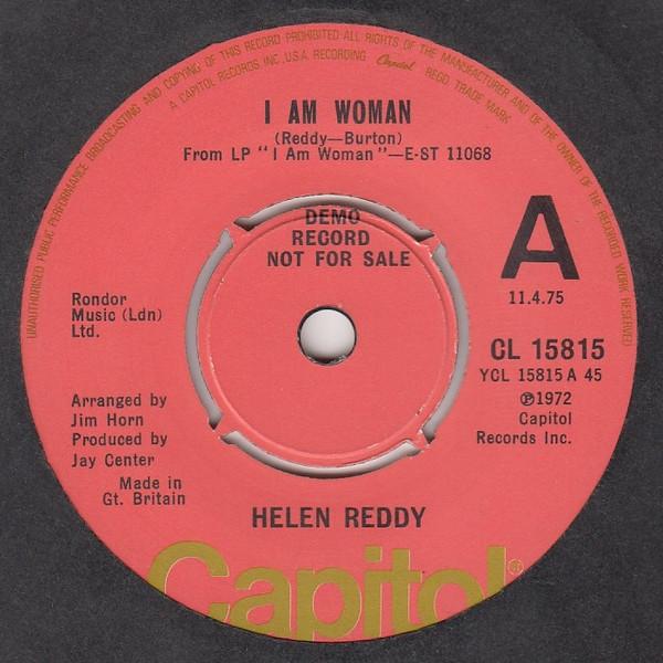 

7inch Record HELEN REDDY I Am Woman CL15815 Capitol Records 1975 UK Rock Used
