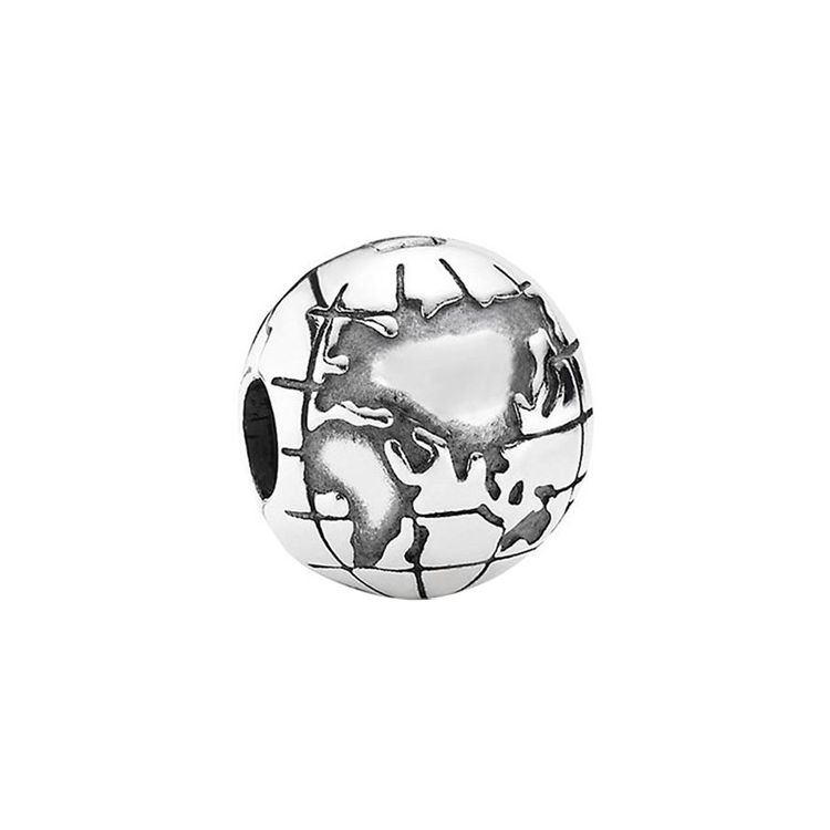 Pandora Earth 925 Silver Fixed Clip Bead Unisex Jewelry 791182 Silver