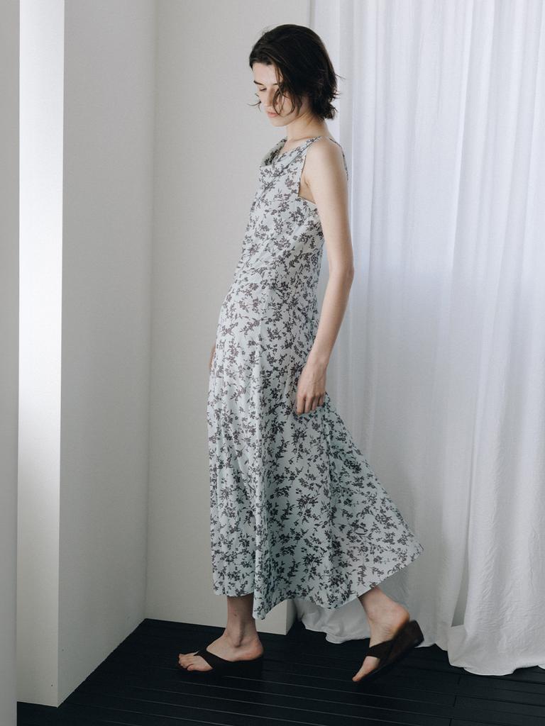 LOEUVRE Asymmetric Cowl Sleeveless Flower Dress Ss6Mo792-Lc