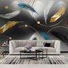Custom Any Size Modern Mural Waterproof Canvas Fabric Wallpaper Abstract Smoke Golden Feather TV Background Papel De Parede 3D