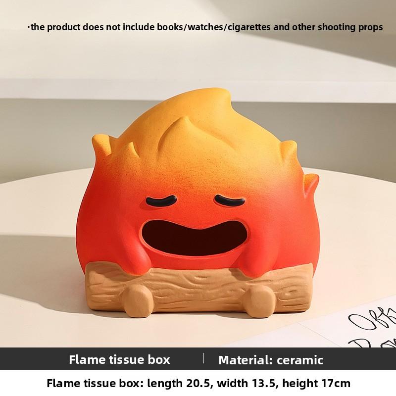 

Cute Flame Tissue Box Artistic Creative Sense Ceramic Paper Box Funny Napkin Paper Box Paper Drawer Desktop Decoration