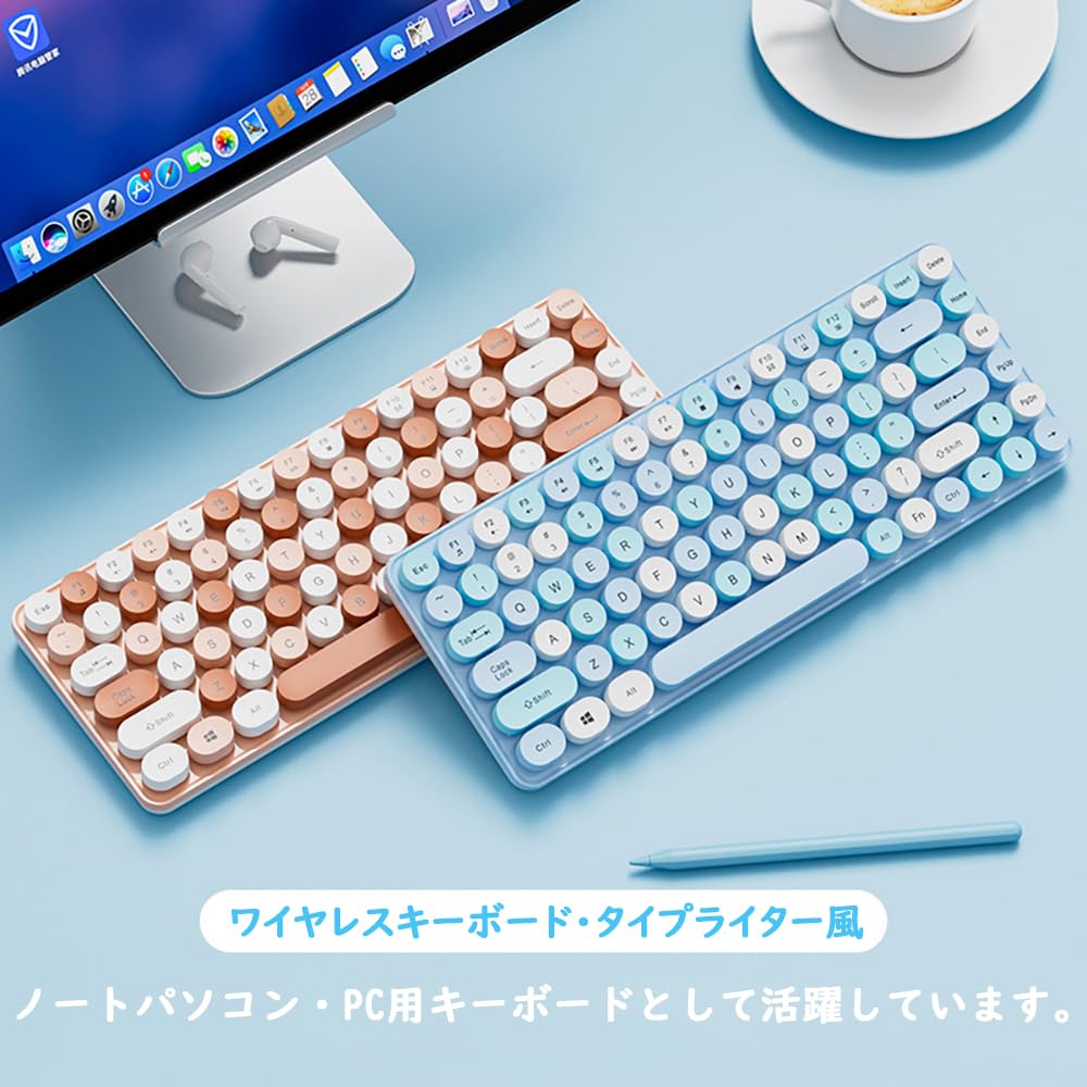 Wireless typewriter wireless English for laptops and PCs keyboard, style, 2.4GHz connection, retro, cute, compact, tenkeyless, layout, Type-C