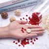 Mega Pet 200Pcs Transparent Teardrop Glass Bead Pendants Red Electroplated Top Drilled Beads Smooth Glossy Glass Beading Charms for DIY Jewelry