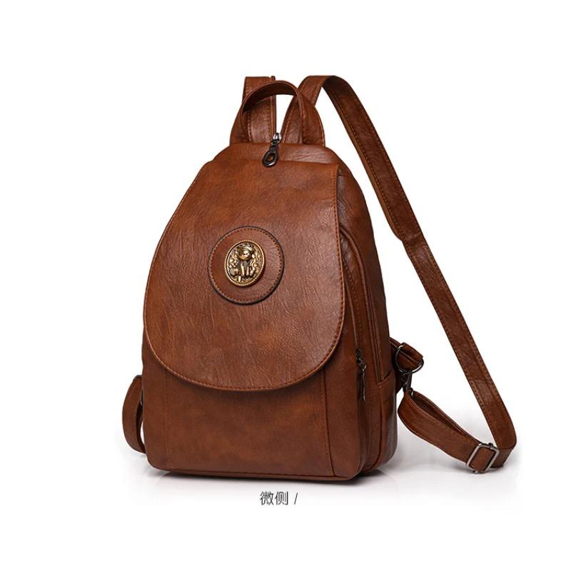 Soft Leather Backpack for Women 2025 New Fashionable Small Backpack Chest Bag Retro Casual Multi-purpose Single Shoulder Bag