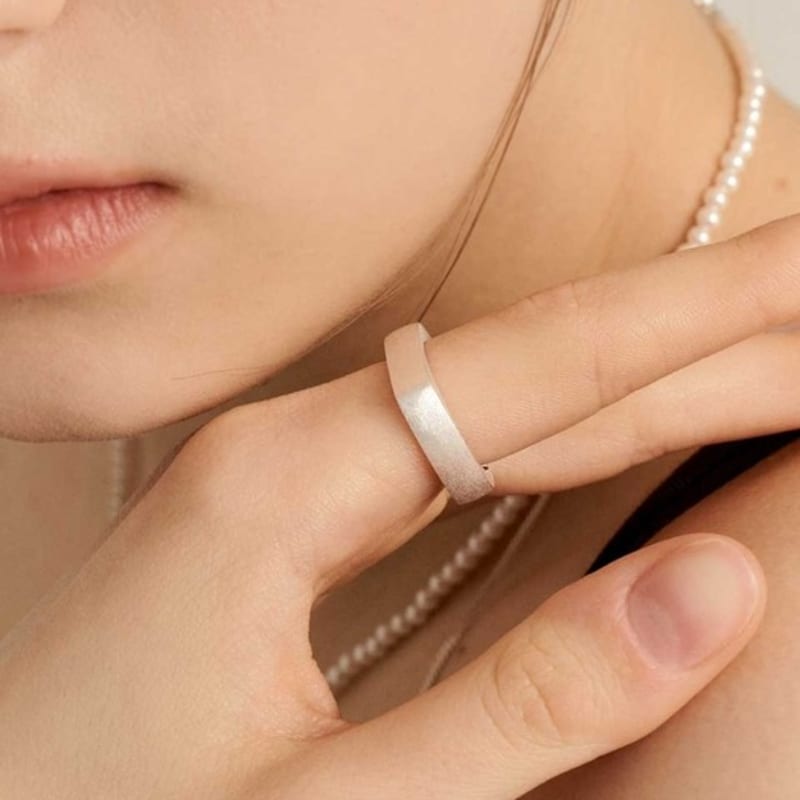 UNI.J [Ir251]Sanding Square Silver Ring
