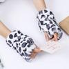 Touch Screen Half Finger Gloves Leopard Print Stylish Mittens Trend Faux Fur Gloves  Outdoor Sports