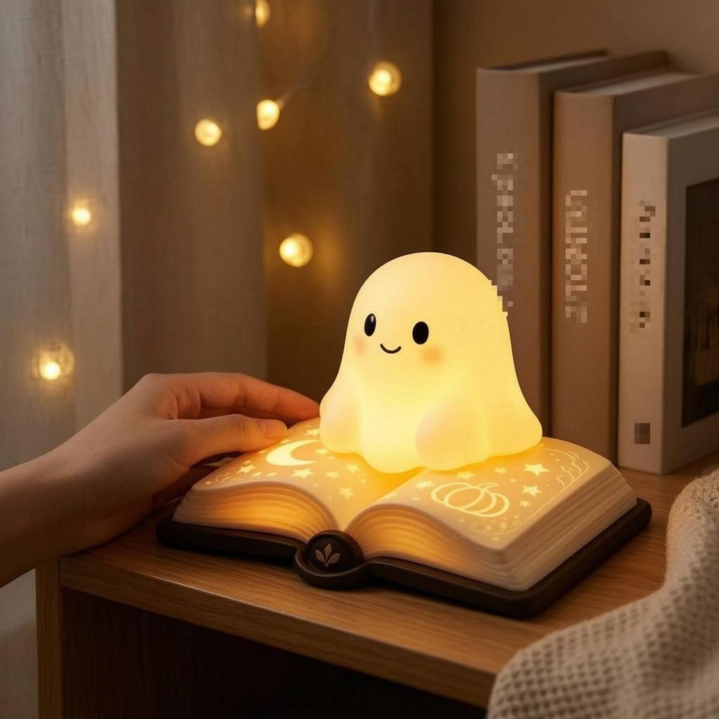 Specter Lamp with Book Base Warm Night Light Whimsical for