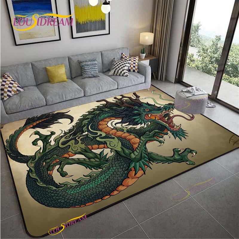 Alfombra Dragon and Tiger Fight Carpet Living Room Sofa Coffee Table Door Bedroom Rug Kitchen Kid Anti-slip Floor Mat Home Decor