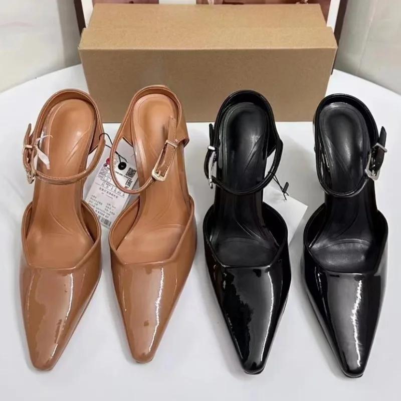 Ankle Strap Woman High Heels Pumps Elegant Shallow Mouth Luxury Office Lady Shoes  Spring Party Dress Slingbacks Stilettos