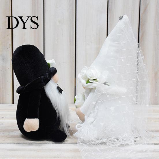 Braut Bräutigam Plüschfiguren 2 Stück/Set Puppe Spitze Design Biegsamer Arm Stoff Zwerg Nase Blume Verzierungen Hochzeitsgeschenke Puppen
