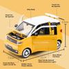 1:24 Scale WULING HONGGUANG MINIEV Metal Car Toy Models Rubber Tires with Light Music Vehicle Collection Toys Kids Festival Gift