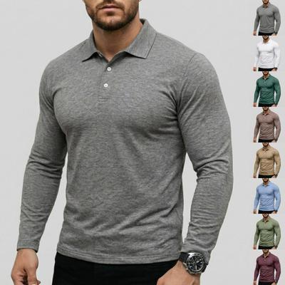 Men's Fashion -color Base Layer Shirt, Men's Long-sleeved Lapel Top