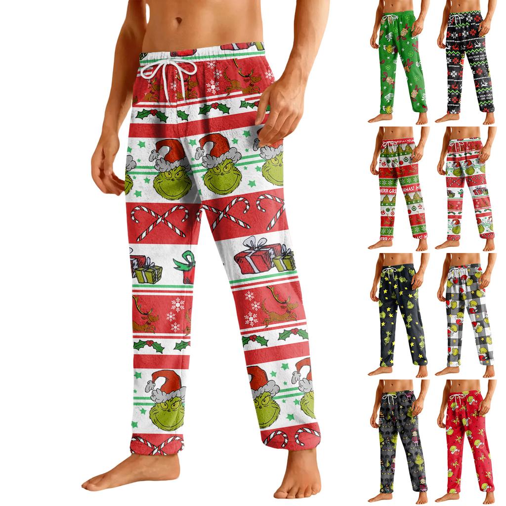 Pánské ležérní flanelové kalhoty se stahovací šňůrkou a kapsami