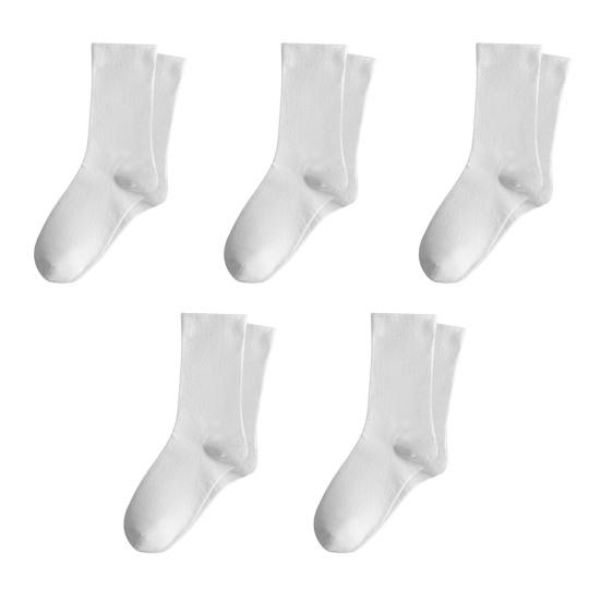 5 Pairs Crew Socks for Women Ribbed Knit Slouch Boot Socks Breathable Crochet Long Piles Socks for High School Girls