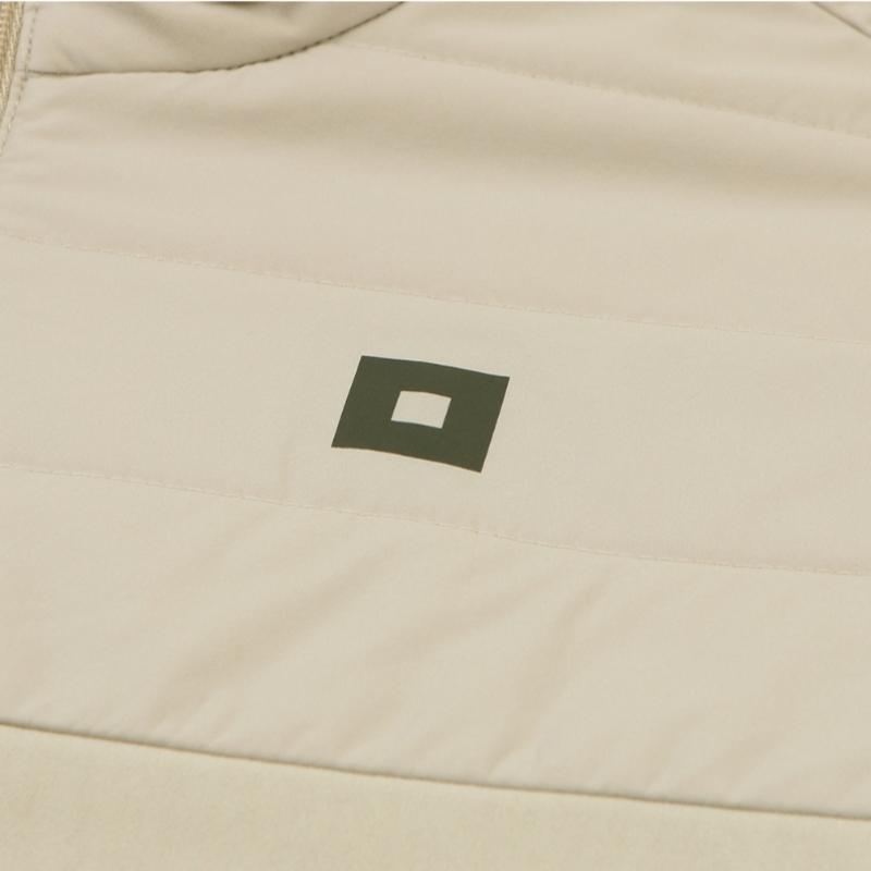 Onoff Men S Woven Color Block Half Zip Fleece T ShirT Of9103gb Beige