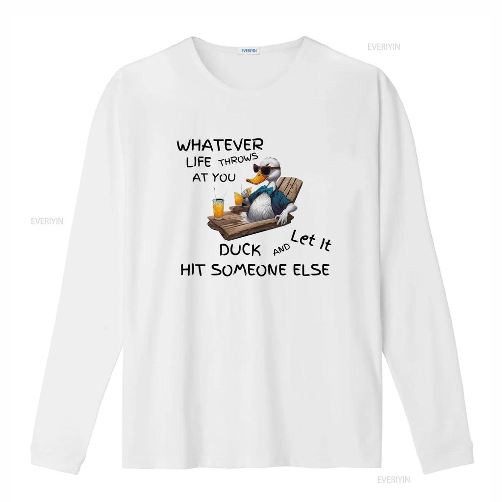 Motivational Funny Duck T Shirt Whatever Life Throws At You Let It And Hit Someone Else Inspirational Apparel For Kids vintage