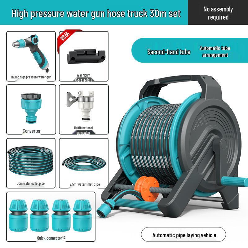 High-Pressure Water Hose with Automatic Storage Reel for Gardening and Car Washing