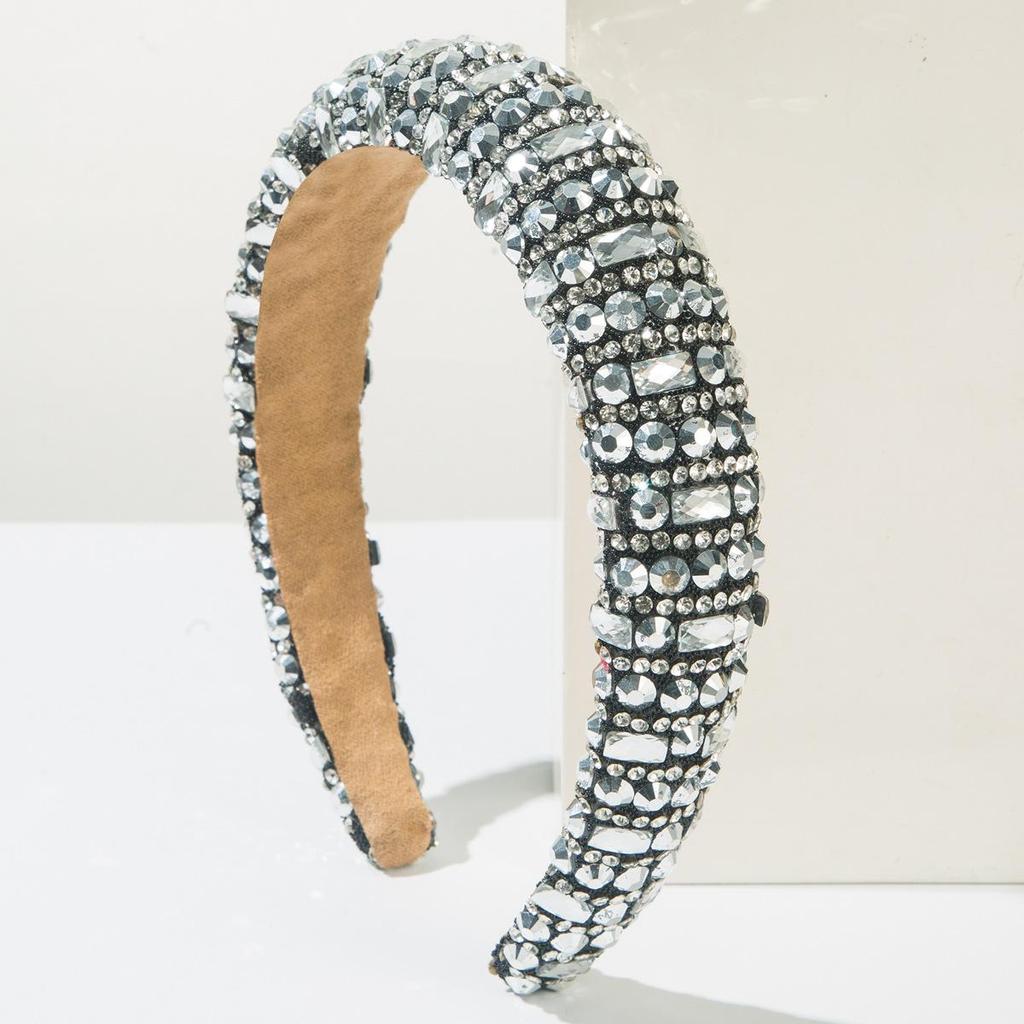 Trendy And Fashionable Sponge Style Headband Luxurious And Shiny Full Of Diamonds High-end And Versatile Hair Accessory