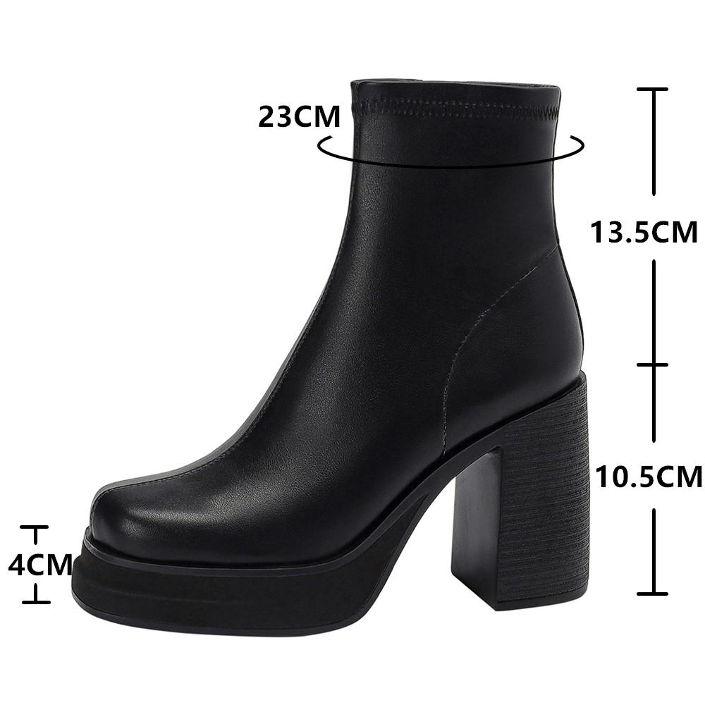 NEW Brand Women Autumn Winter Sexy High Top Heels Platform Black Brown Side Zip Woman Ankle Size 33 41