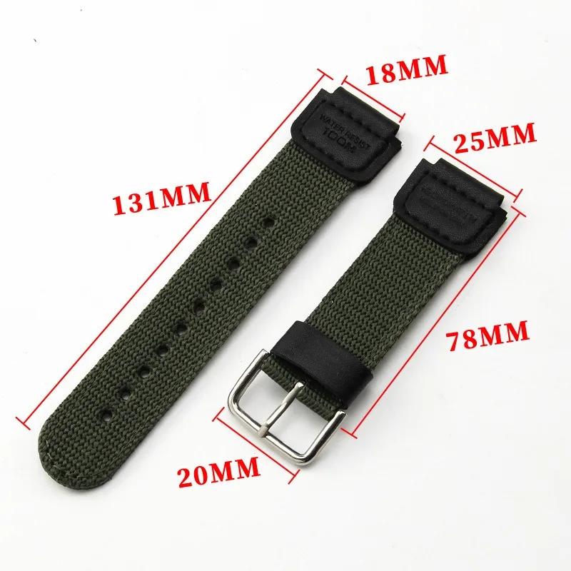 18mm Nylon Armband Canvas Casio Uhrenarmband für Casio W800H Herrenfür Casio AE-1200WH/SGW-300/AQ-S810W/F91W Konvexes Armband