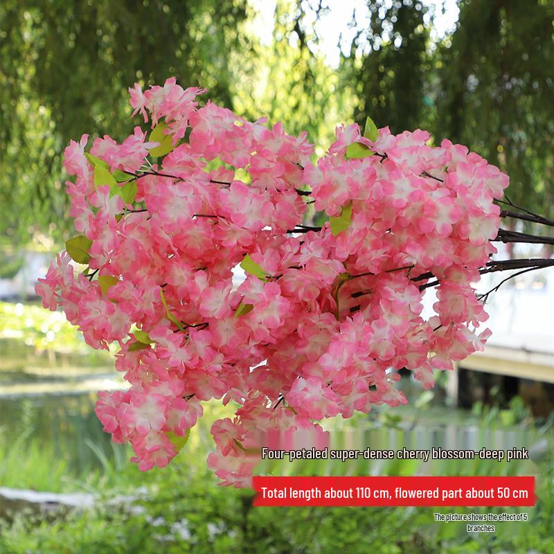 Artificial Cherry and Peach Blossom Branches for Indoor/Outdoor Decoration, Wedding Decor, Pear Flowers, Faux Silk Ceiling Rattan