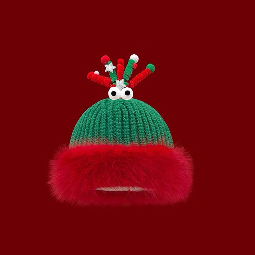 Soft Christmas Plush Cap Windproof Big Pullover Hat Fashion Thickened Brimless Cap  Outdoor