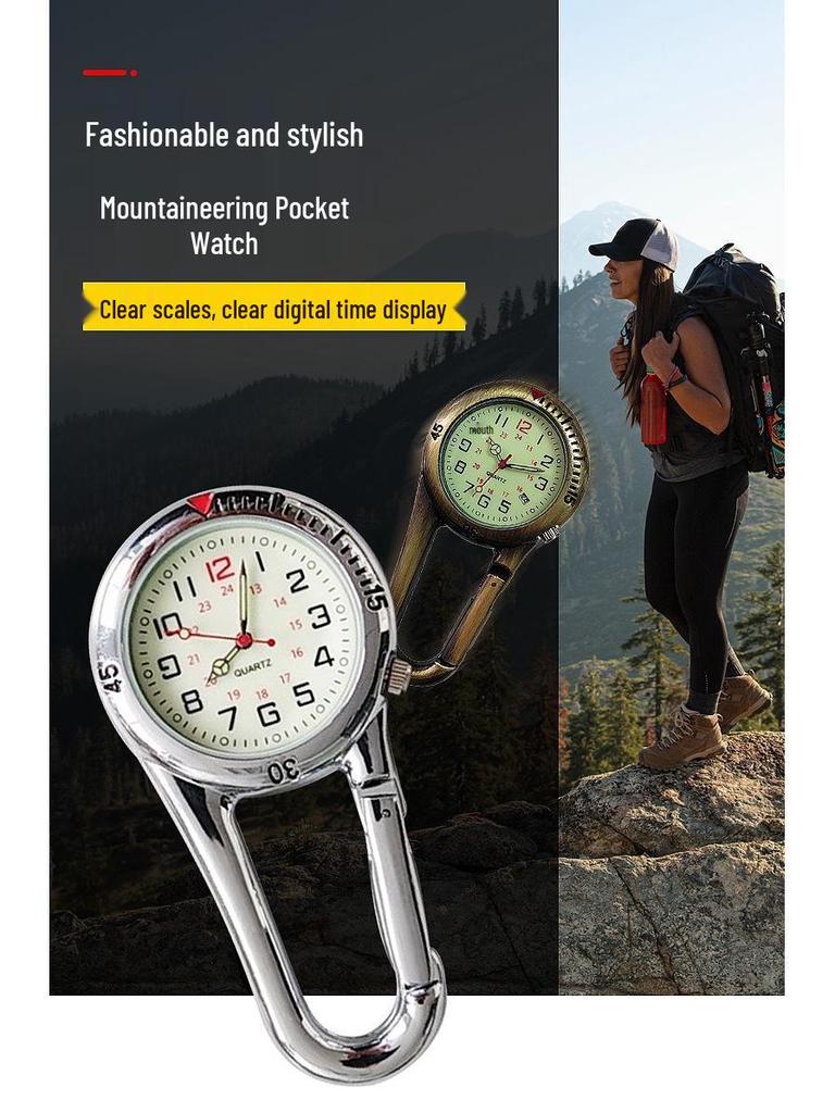 שעון קרבינר חיצוני זוהר: שעון כיס או תרמיל נוח לקשישים ולסטודנטים