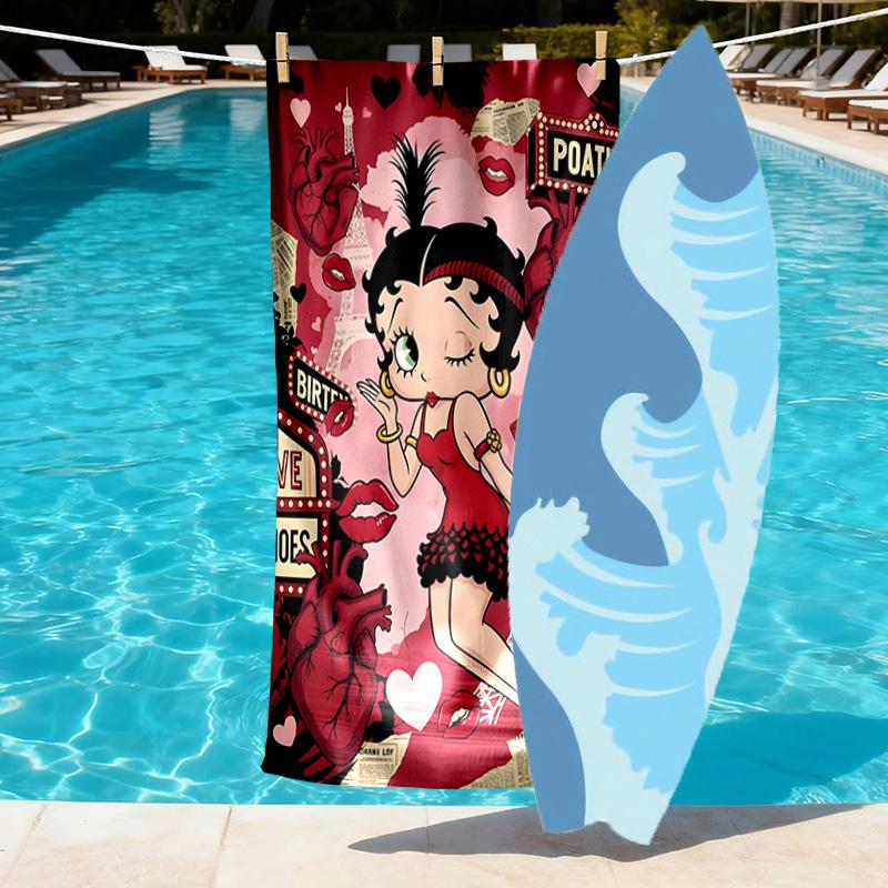 Sexy Doll Print Beach Towel Design, Soft, Lightweight. for Home Bathroom, Spa, Pool, Yoga, Surfing, Camping, Gift for Family, Friend