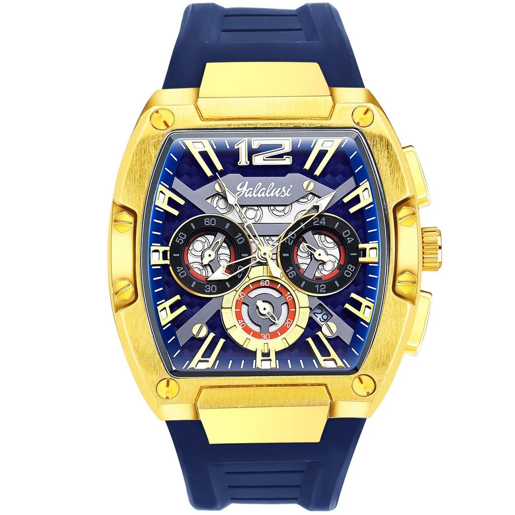 Wine Barrel Type Sports Men'S Watch Multi-Functional Waterproof Luminous Calendar Men'S Watch