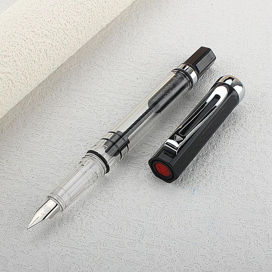 3059 Piston Filling Fountain Pen Acrylic  EF/F/ Nib with Silvery Clip Smooth Writing Office Gift Pen