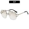 European And American Fashion New Double Beam Frameless Sunglasses High-End Spice Girl Anti-Ultraviolet Sunglasses Versatile Casual Glasses