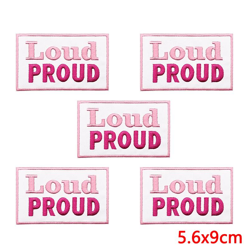10pcs /Lots Pink Cartoon English Letter Embroidered Patches Diy Jackets Backpack Sew Badges Iron On Patches For Clothing Stickers 