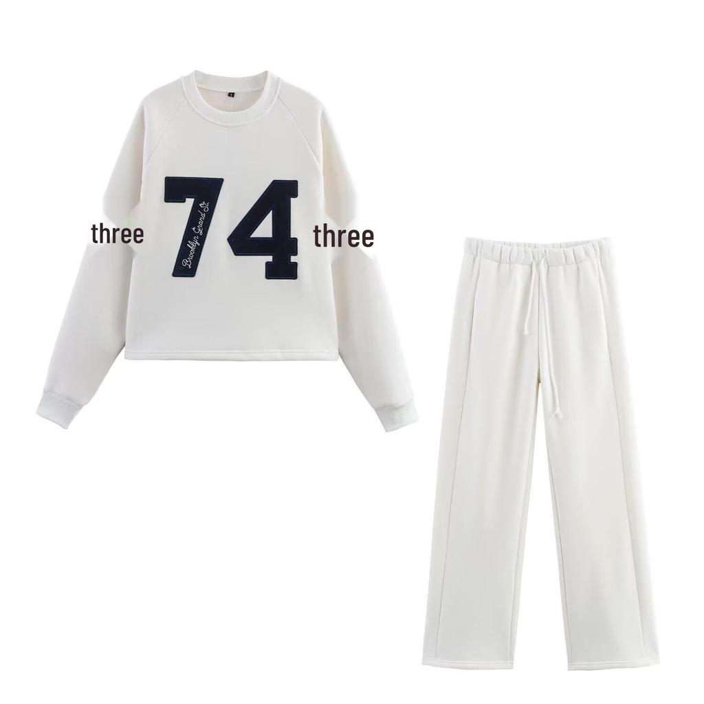 Women's European & American Style Striped Sweatshirt with Ribbon and Casual Long Pants - Spring 2025 Collection