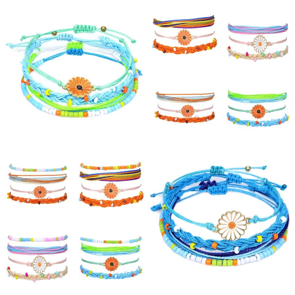 Bracelet Friendship Daisy Hand Made Anklet Flower Pendant Girls Gifts Kids Decor