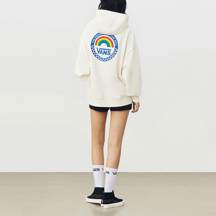 Vans Rainbow Print Sports Hoodie Women Tops Off-White VN0A5AUEFS8