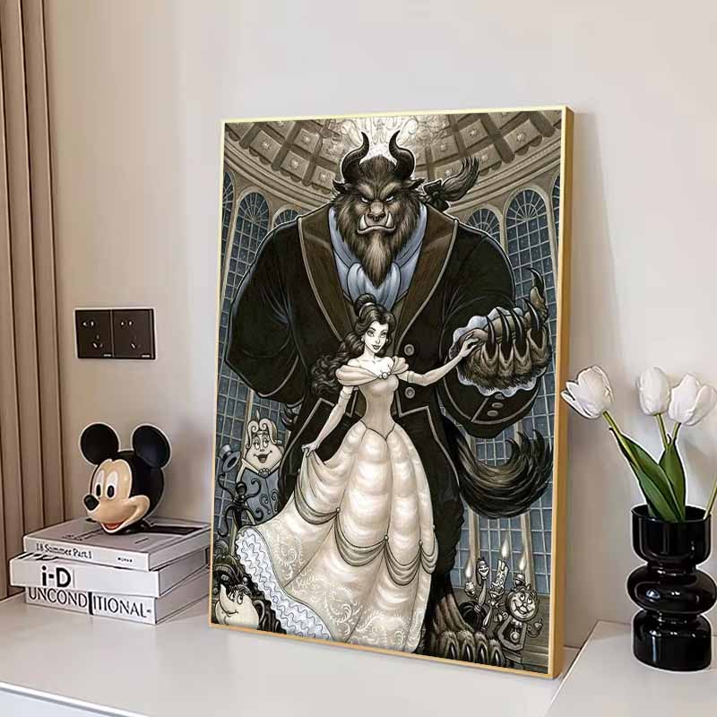 Disney Diamond Painting Beauty and The Beast Theme Art Illustration Cross Stitch Hanging Print Puzzle Mosaic EmbroideryHome Decor 5D DIY Art Brand New