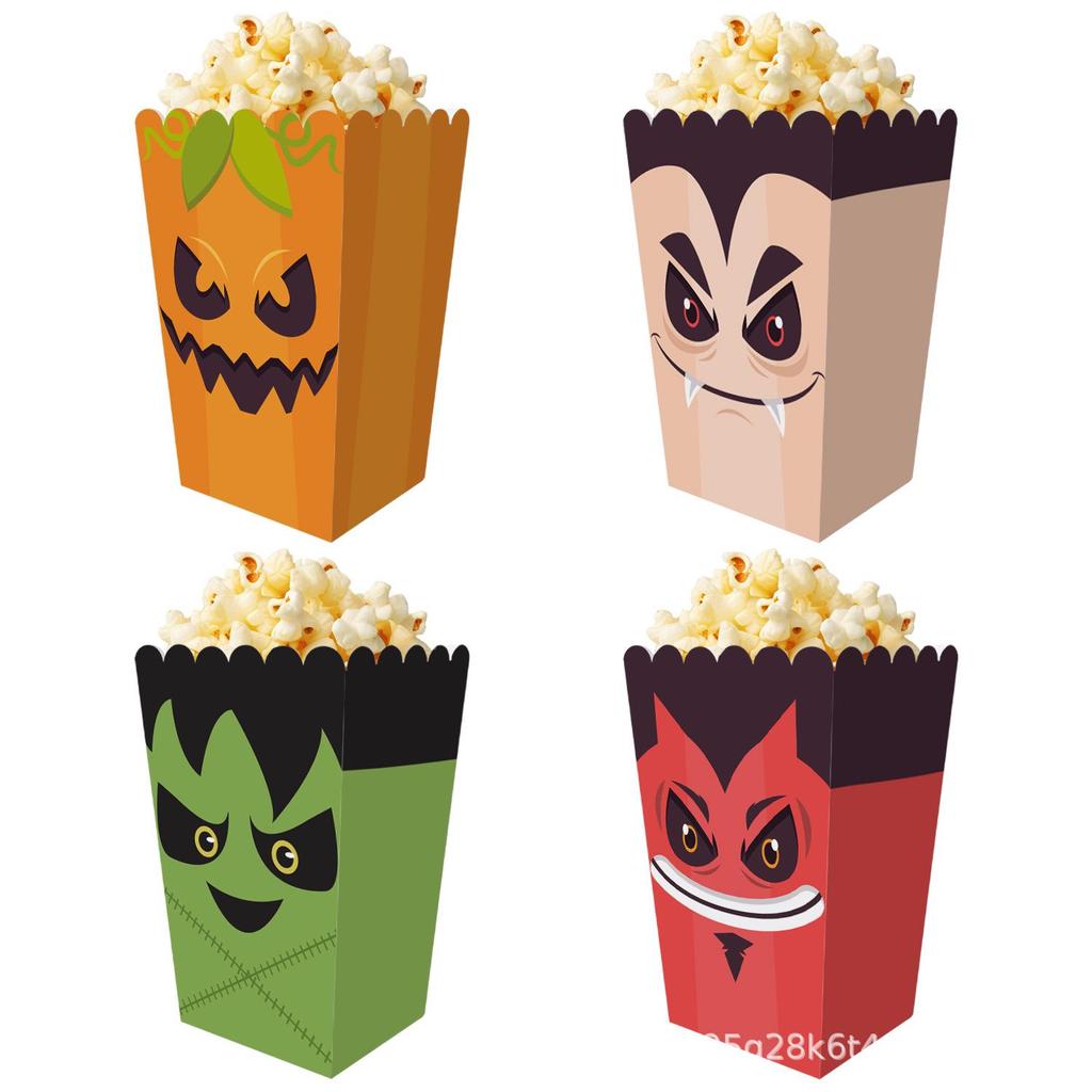 Verfügbare Halloween-Popcorn-Snackbox: Faltverpackung für Süßigkeiten & Pommes Frites