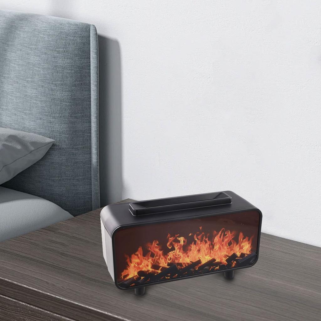 Fireplace Flame Essential Oil Diffuser with Humidifier Color Changing LED Lights Safe Automatic Shutoff for Home