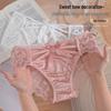 French High-Slit Satin Lace Bow Panties - Sexy, Breathable, Lightweight, Low-Waist Triangle Design