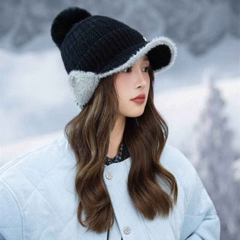 Fleece Warm Cap Ladies Fleece Ear Protector Wool Cap Winter Cycling Windproof Knitted Cap