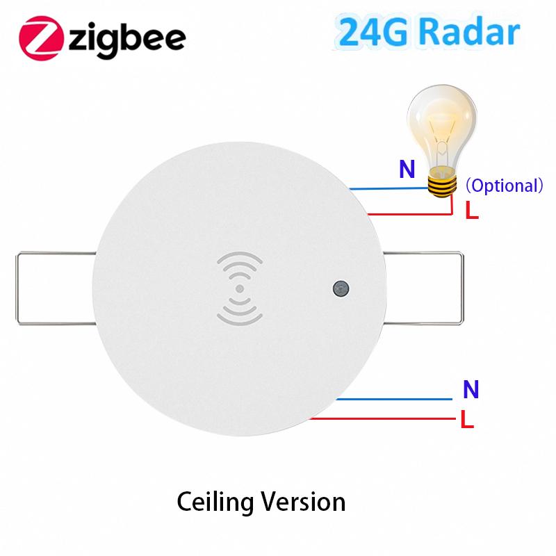Tuya ZigBee/WIFI Human Presence MmWave Motion Sensor 24G Microwave Radar Luminance/Distance Detection 95V-220V Smart Life APP WIFI mounting Clip