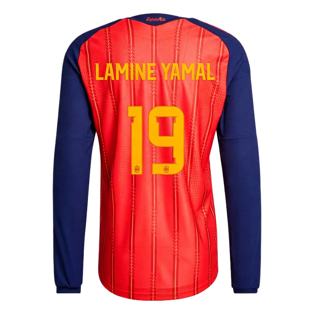 adidas Spagna Coppa del Mondo 2026 Squadra Nazionale Spagnola Lamine Yamal 19 Casa Manica Lunga Asciugatura Rapida Maglia da Calcio Versione Giocatore Uomo JZ5776-19