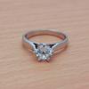 Six-Claw Inlaid 5A Zircon Imitation Diamond Ring Women'S Flower Three-Dimensional Simple Plated Thick White Gold Ring
