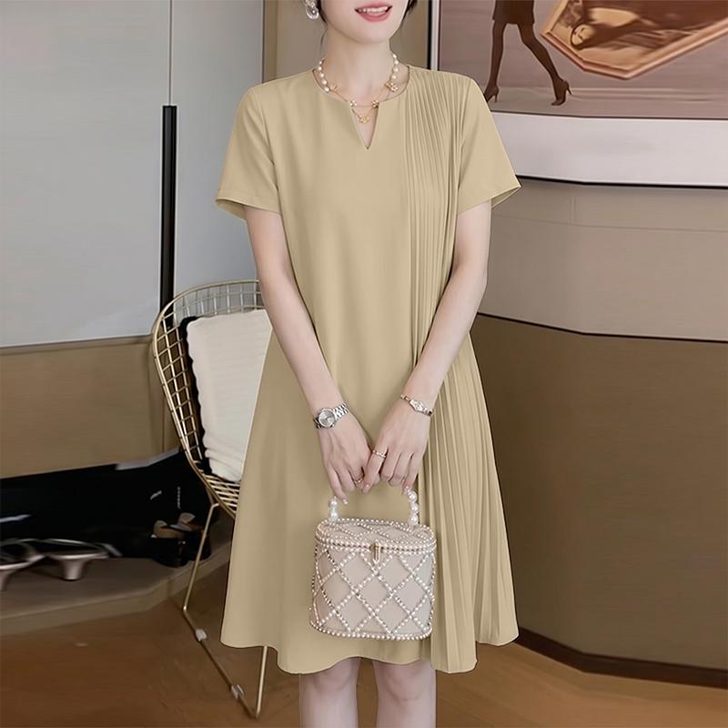 ZANZEA Women Casual V-Neck Solid Color Loose Short Sleeve Dress