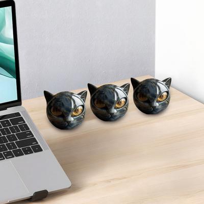 Black Cat Stone Figurine Resin Cat Head Healing Stone Marble Texture Cat Stone Keepsake Gift for Cat Lovers Women Men