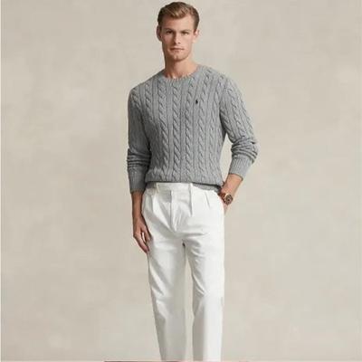 RogueWave Round Neck Sweater Men's Autumn Winter New Fashion Jacquard Classic Paul Golf Embroidery Casual Knitted Pullover