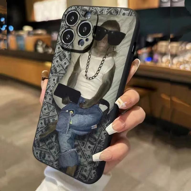 Sunglasses Monkey MEME Pattern Phone Case For iPhone 17 Air 16 e 15 14 13 12 11 Pro Max Plus Mini SE 2020 2022 Silicone